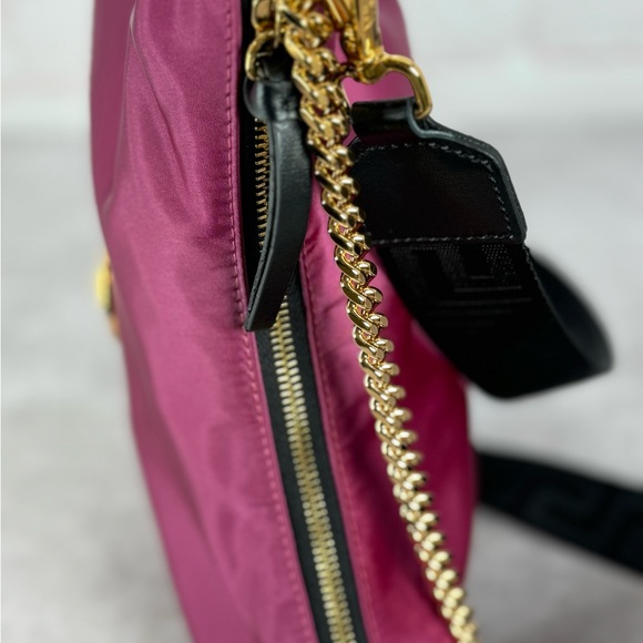 Versace NEW Nylon Palazzo Medusa Shoulder Bag Dahlia - Picture 10 of 16